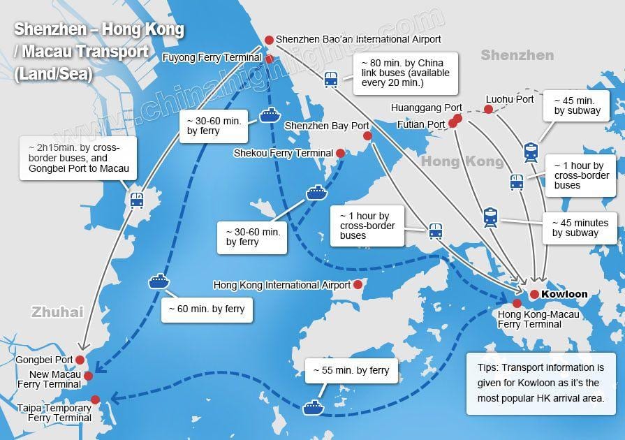 карта Zhuhai фериботния терминал
