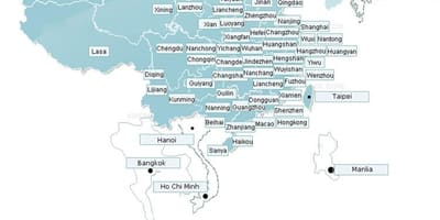 Карта на авиокомпания Шенжен маршрут